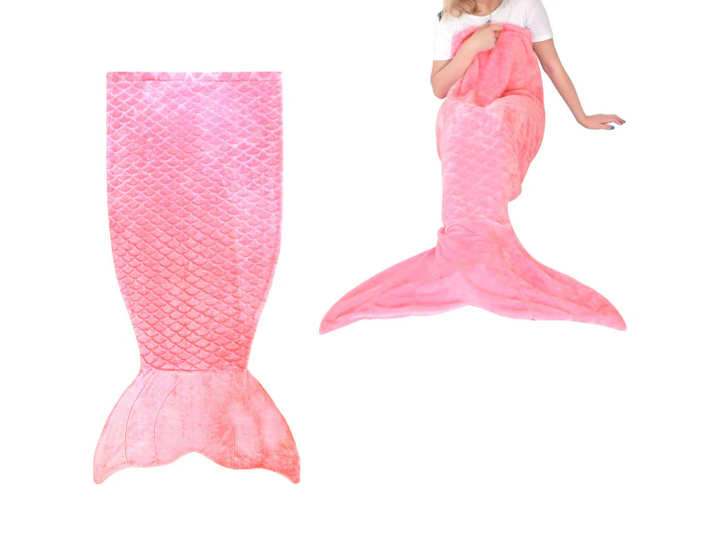 Mermaid Tail Embossed Soft Polyester Fleece Blanket Throw Pink