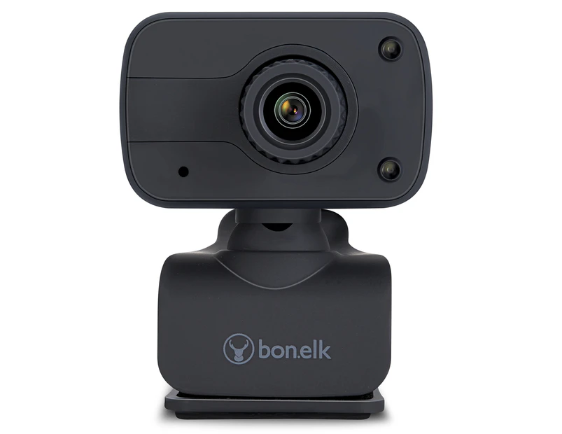 Bonelk USB Webcam Clip-On 1080P Web Camera w/ Microphone for PC/Computer Black