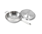 SOGA 18/10 Stainless Steel Fry Pan 34cm Frying Pan Top Grade Skillet with Helper Handle and Lid