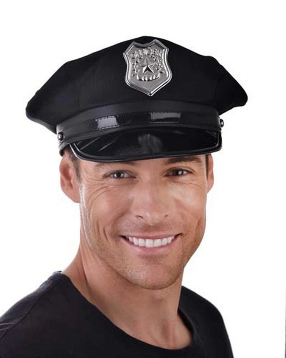 Black Police Officer Costume Hat