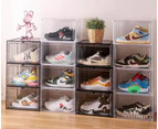 10x Premium Shoe Box Display Case Storage Clear Plastic Side Stackable Sneaker - White Side Opening