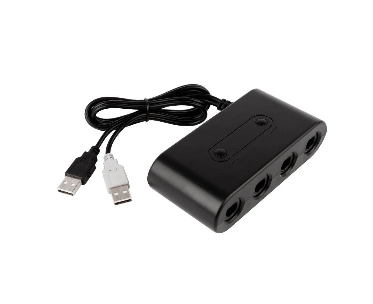 REYTID 3 in 1 GameCube Controller Adapter (4 ports) to USB Compatible with Nintendo Switch, Wii U and PC - Super Smash Bros Four Controllers Turbo - Black