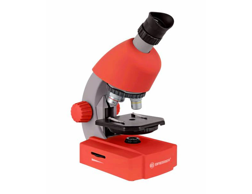 Bresser Junior Kids Science Lab 40x-640x Microscope w/ Smartphone Holder Red