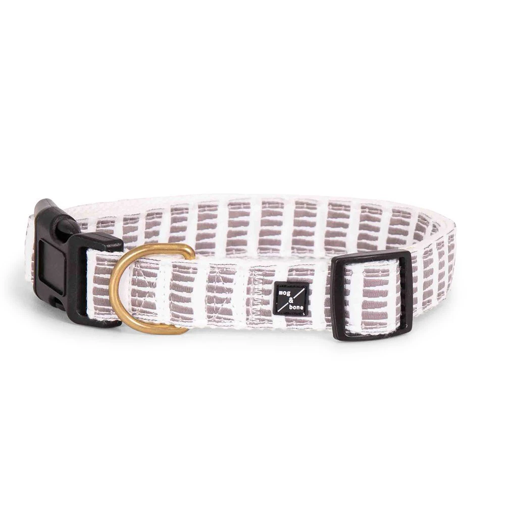 Mog & Bone Hemp Dog Collar Latte White Mosaic Print Large