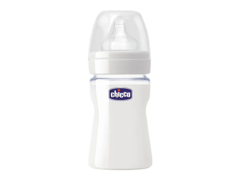 Chicco Nursing Baby 150ml Well-Being Glass Feeding Bottle w/ Silicone Teat 0m+