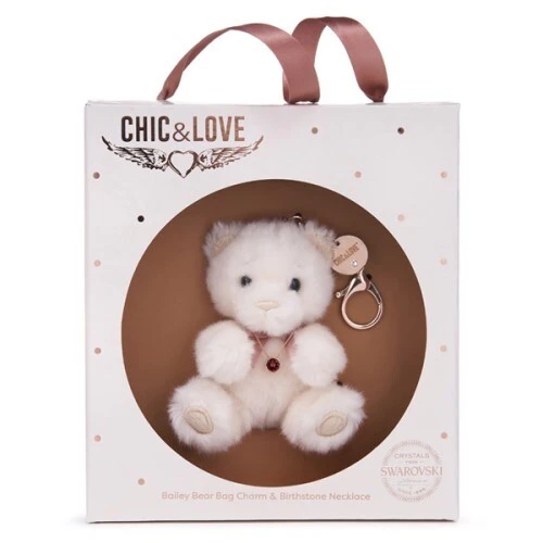 Bailey Bear Bag Charm & Necklace Gift Set - January - N/A