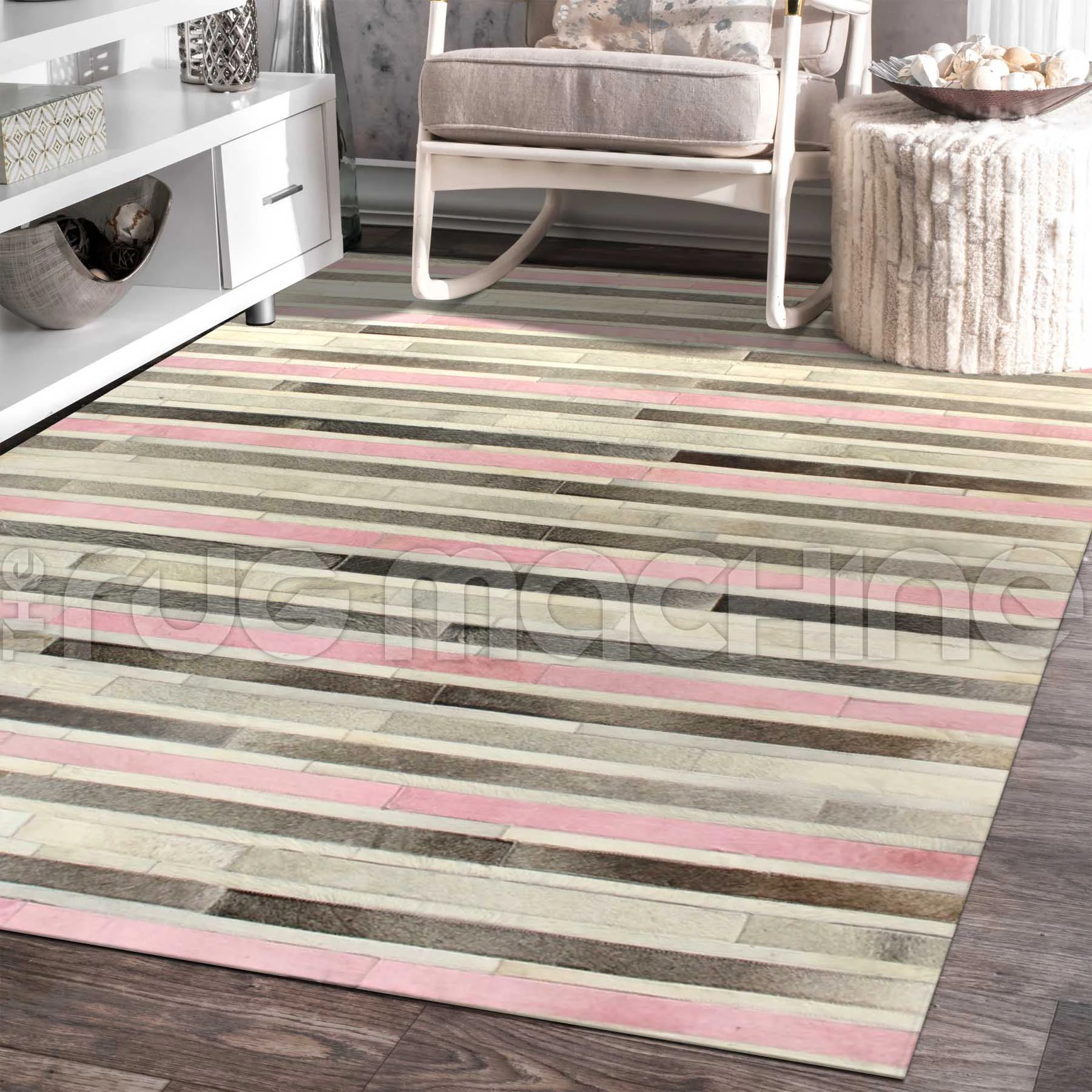 Cow Hide Skin Natural Stitched Premium Floor Rug (L) 190x280cm