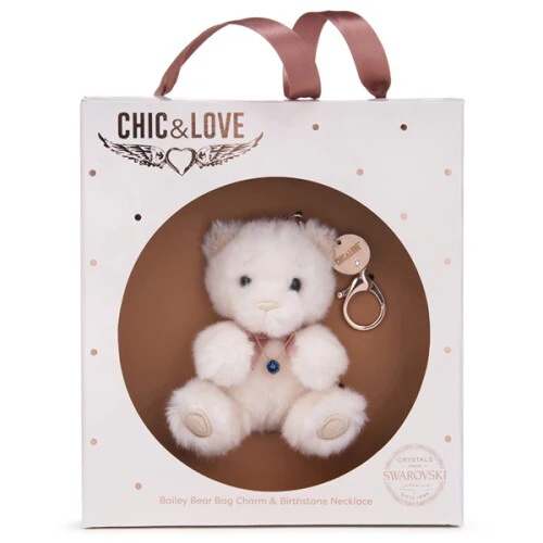 Bailey Bear Bag Charm & Necklace Gift Set - September - N/A