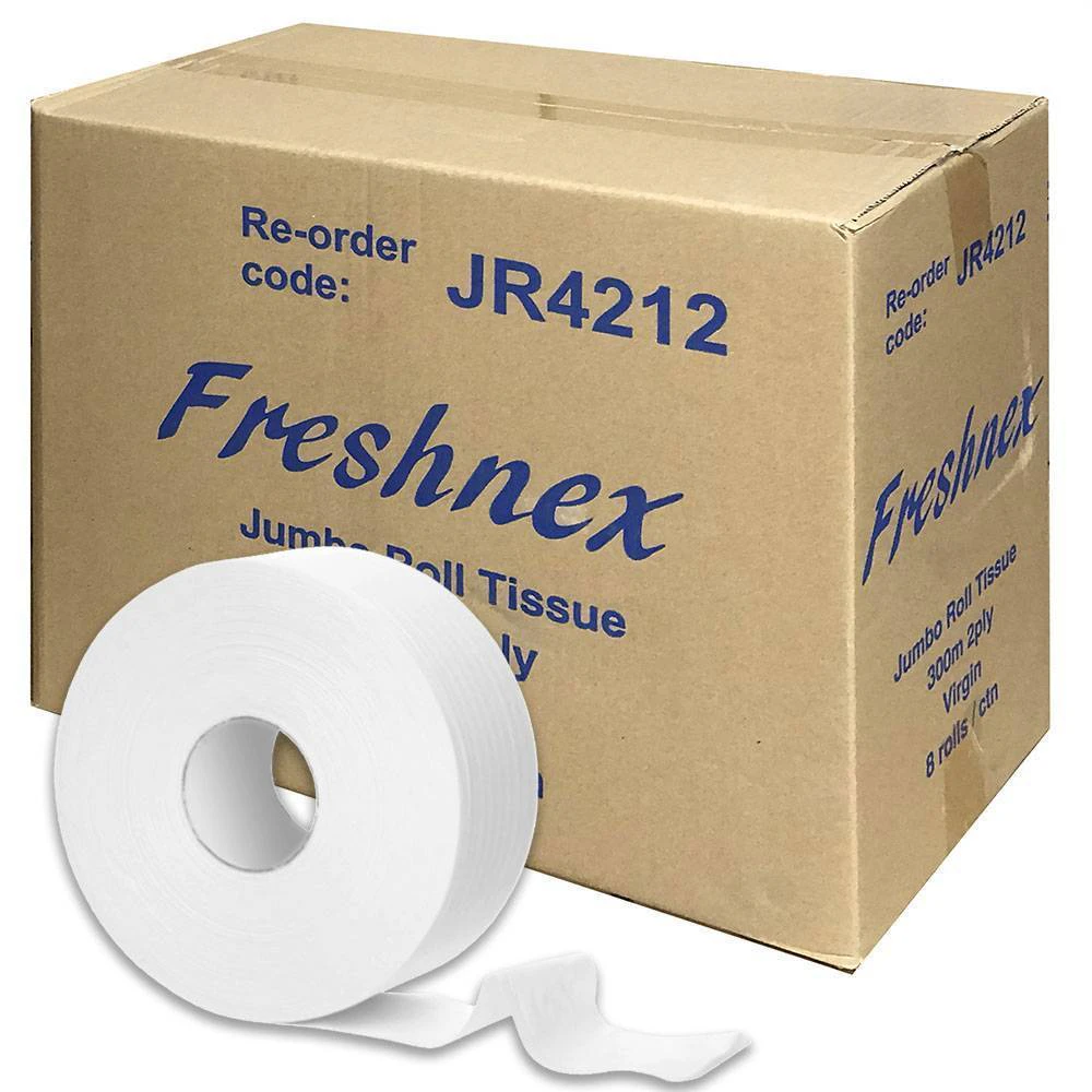 Jumbo Virgin Toilet Paper  300m 2 Ply 8 Rolls per Box JR4212