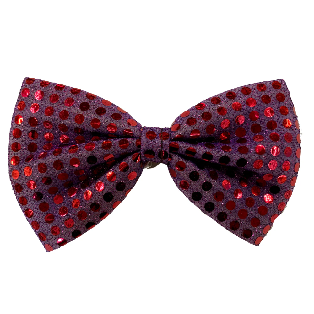 Purple Jumbo Sequined Bow Tie 10x18cm Kids or Adults Parties & Fancy Dress