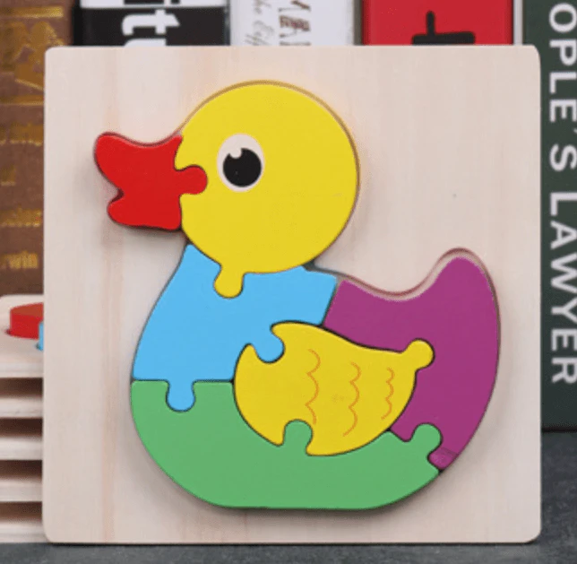 Super Thick Wooden 3D Colorful Jigsaw Puzzle Educational Toy For Kid Animals 2Y+ - Duck