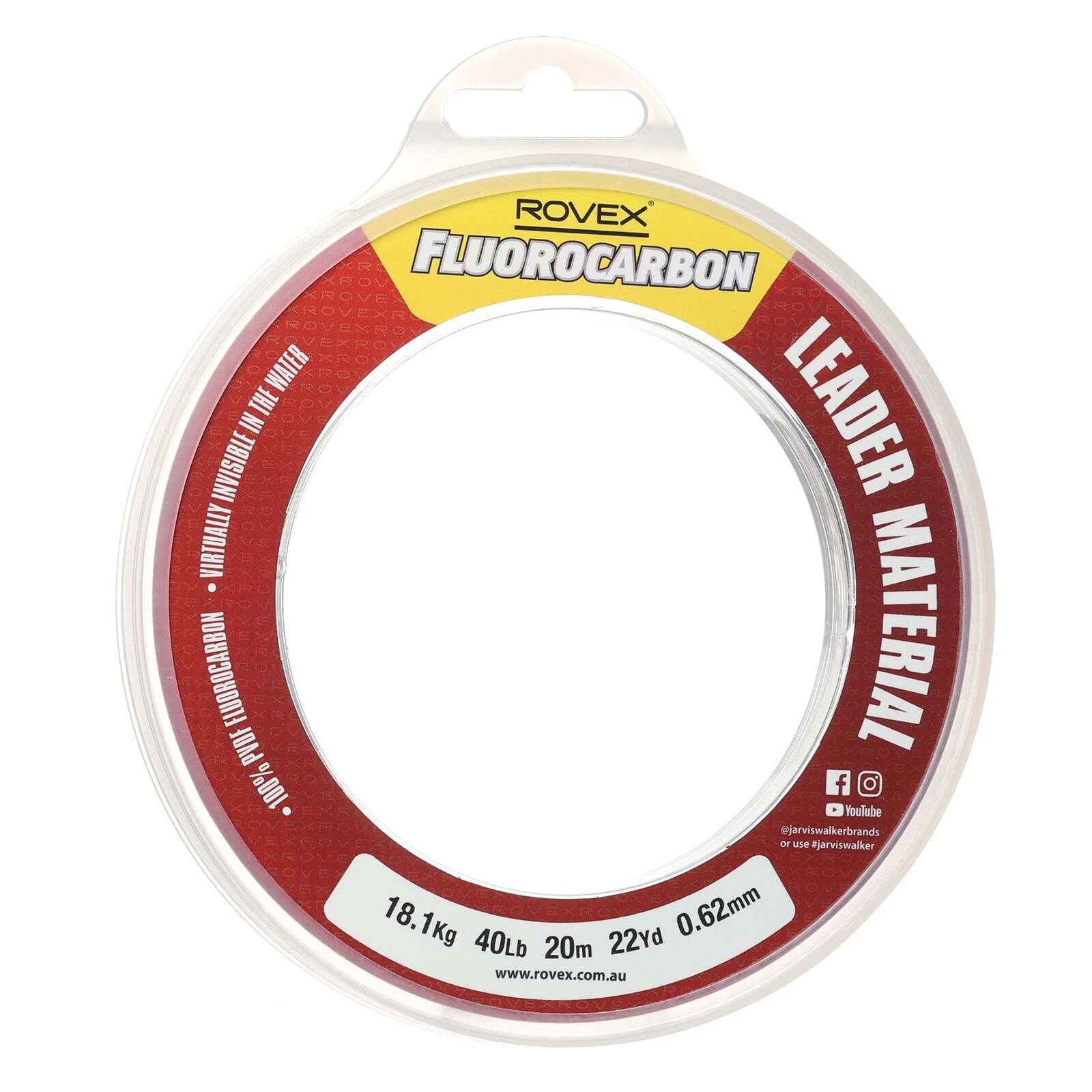 Rovex 20m Clear Flurocarbon Fishing Leader #40lb