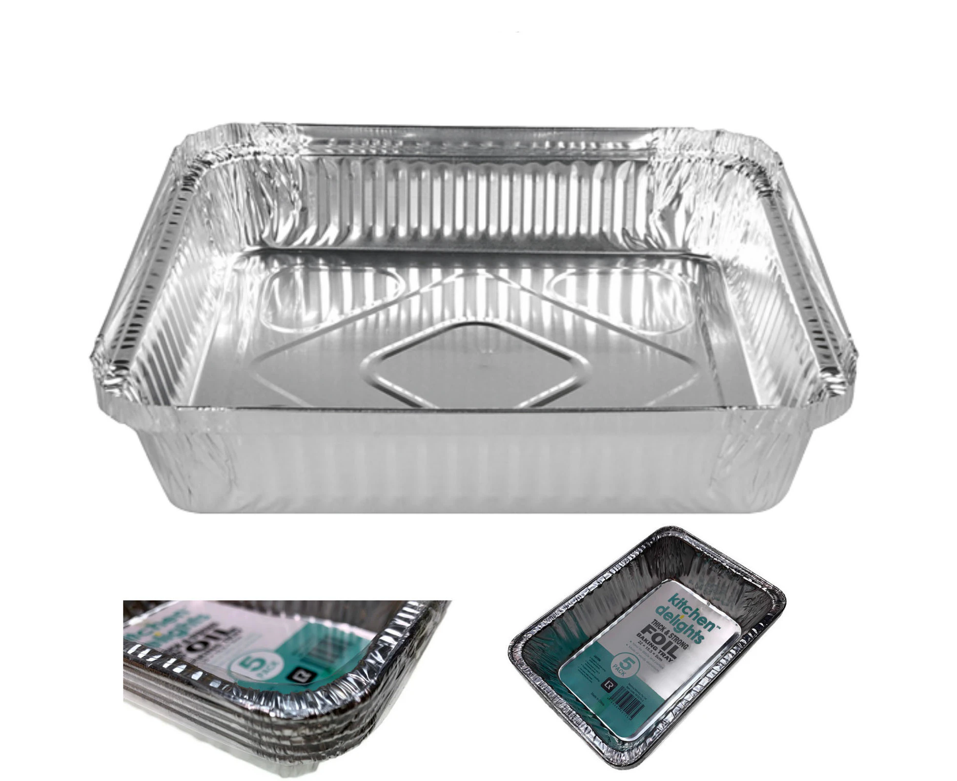 120x ALUMINIUM FOIL BAKING Trays Containers BBQ Takeaway Roasting 22cm*15.5cmx*5cm