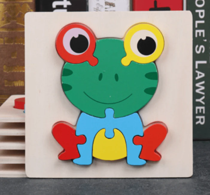 Super Thick Wooden 3D Colorful Jigsaw Puzzle Educational Toy For Kid Animals 2Y+ - Frog