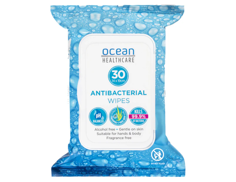 Ocean Healthcare Antibacterial Wipes 30 Pack