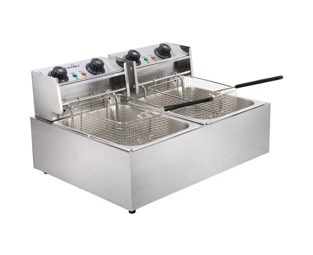 5 Star Chef Commercial Electric Twin Deep Fryer - Silver