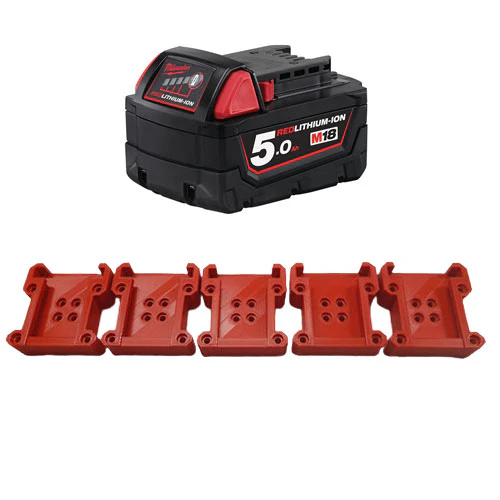 Milwaukee M18 18V Cordless Li-Ion Battery Holder Mount Storage - 5PK - Black