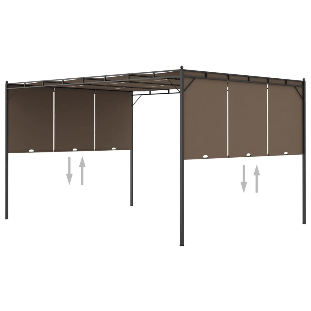 vidaXL Garden Gazebo with Side Curtain 4x3x2.25 m Taupe