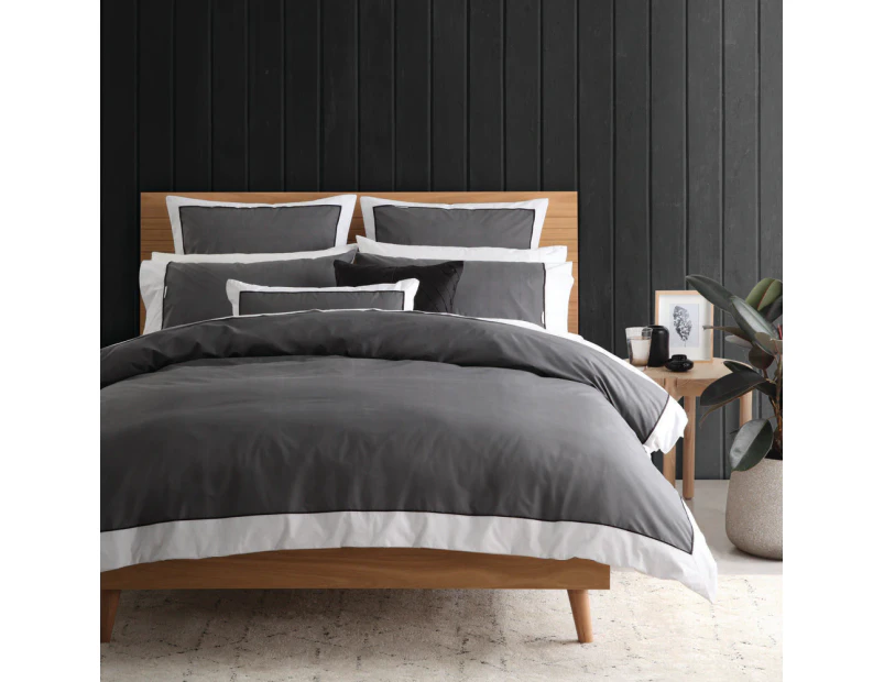 Essex Quilt Cover Set Charcoal - Super King