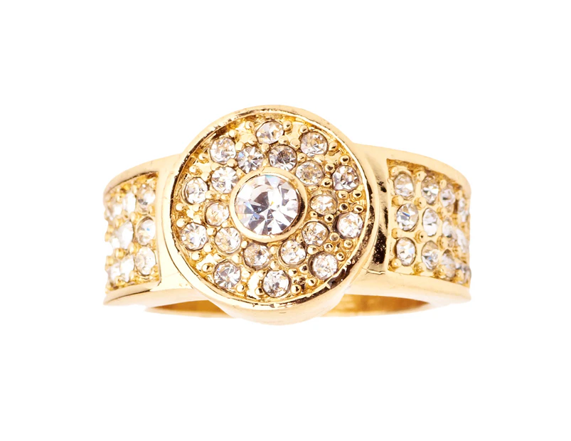 Iced Out Bling Hip Hop Designer Ring - BUTTON CZ gold - Gold