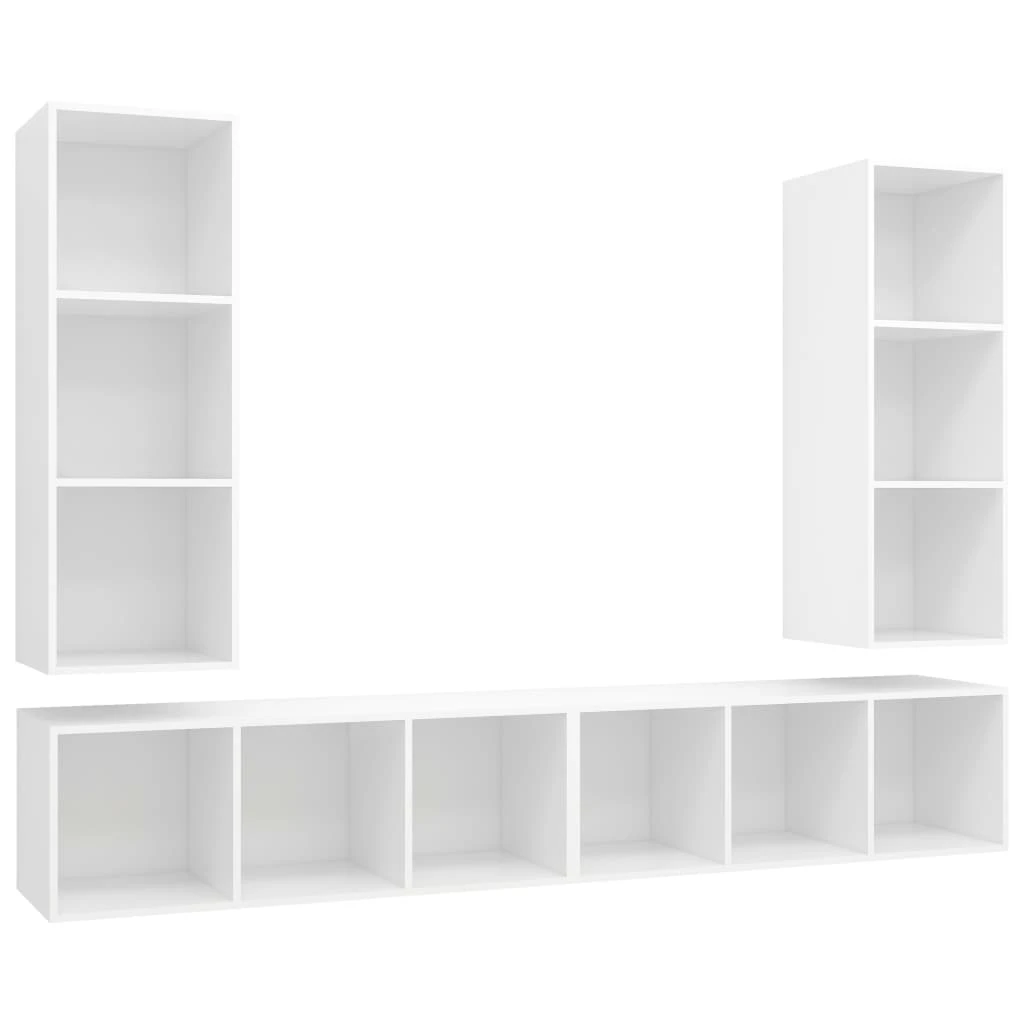 vidaXL Wall-mounted TV Cabinets 4 pcs White Engineered Wood