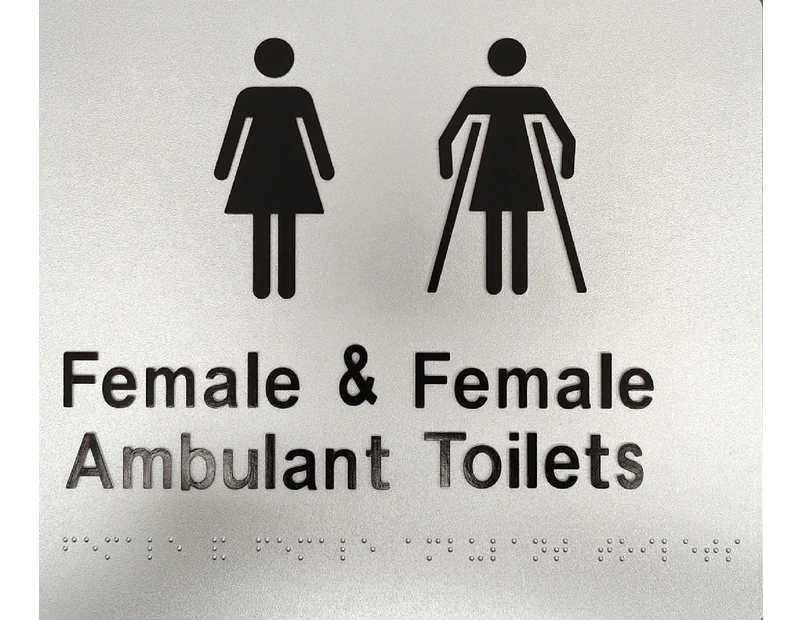 Silver Plastic Female & Ambulant Toilet Braille Sign