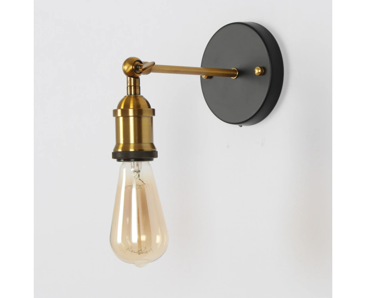 Amonson Lighting Industrial Wall Sconce Brass Bare Edison Bulb Wall Light