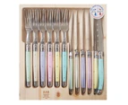 Jean Dubost Laguiole Simplicite - 12pc Steak Knife & Fork Set Pastels