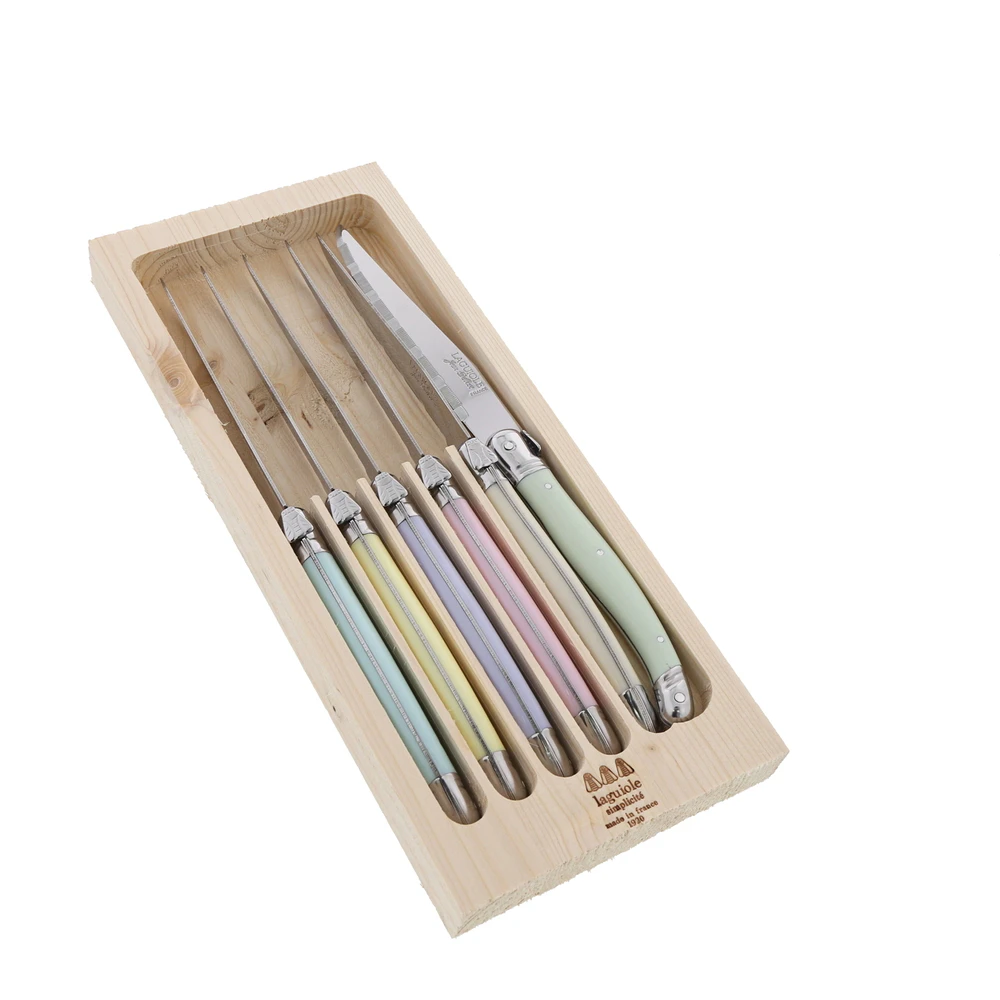 Jean Dubost Laguiole Simplicite - 6pc Steak Knife Set Pastels