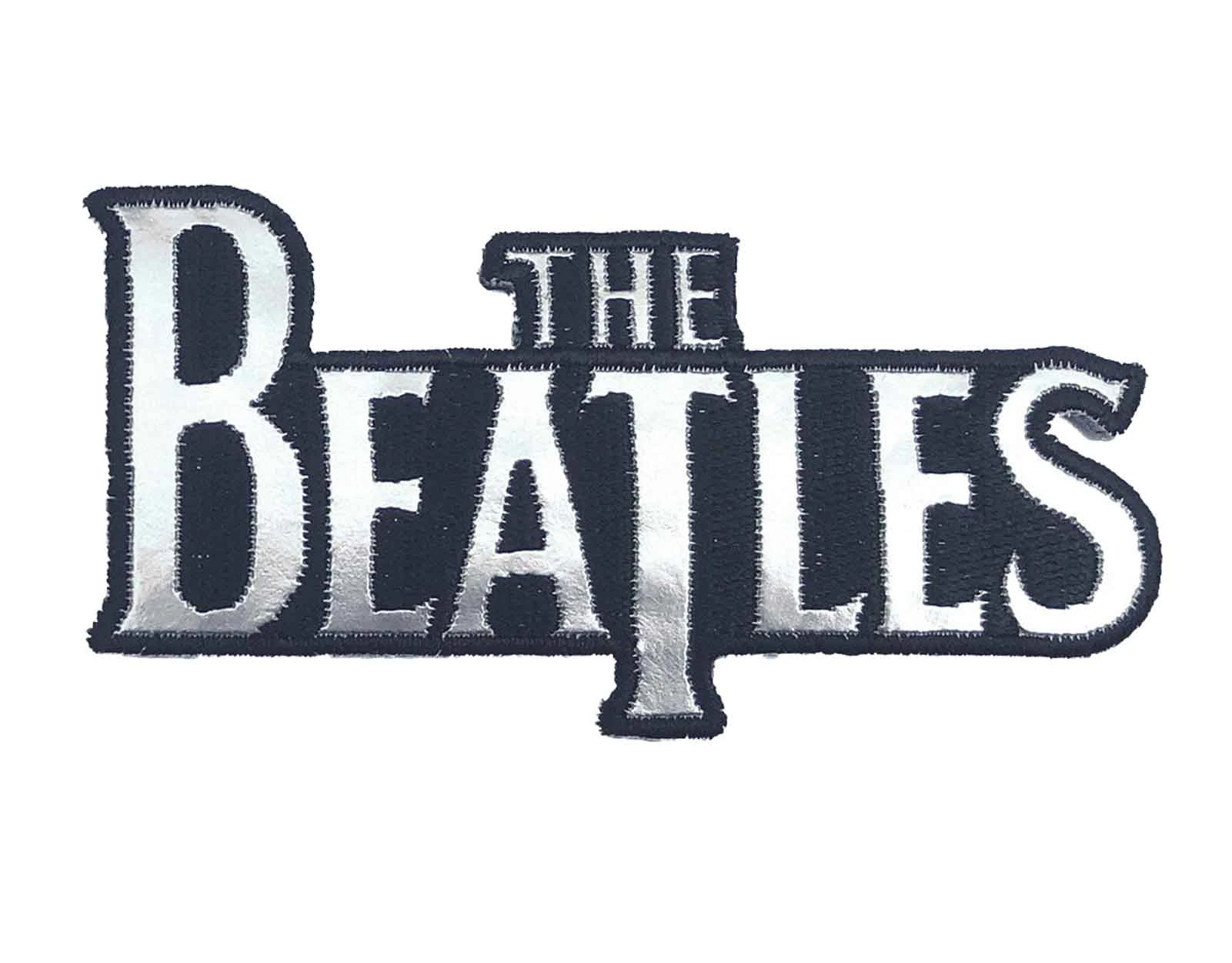 The Beatles Patch Silver Drop T Band Logo   Embroide Iron On 4X9cm