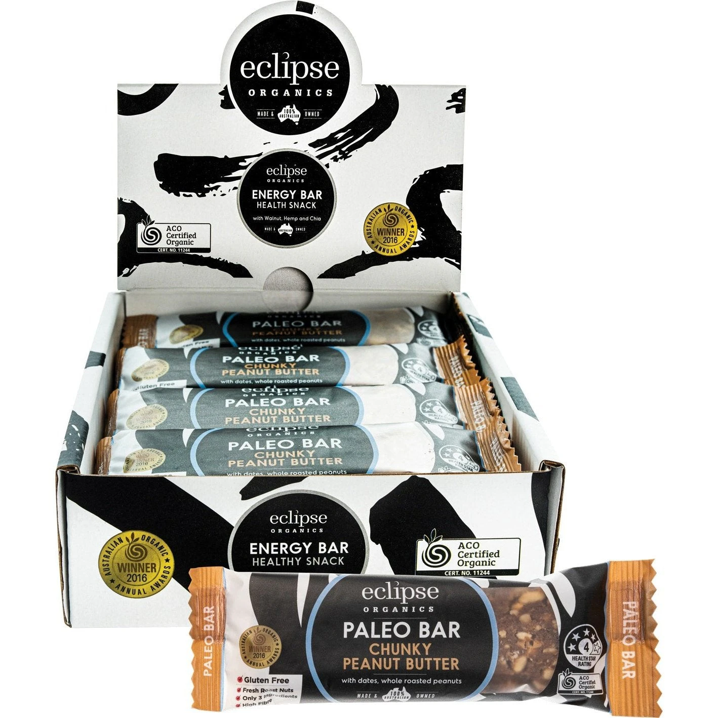 ECLIPSE ORGANICS Raw Paleo Bar Chunky Peanut Butter 45g 12PK