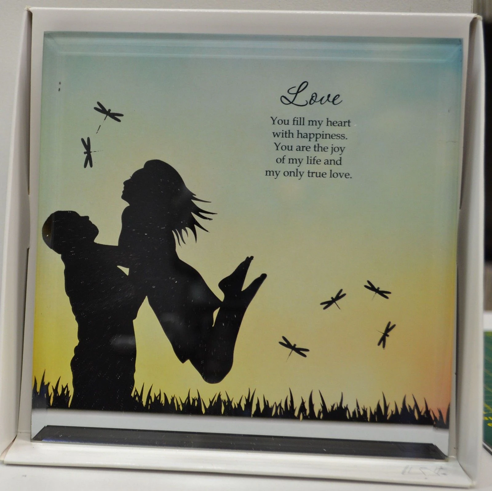 Silver Silhouette Plaque, LOVE, 150 x 150mm, Stand or Hang, Mirrored Giftware