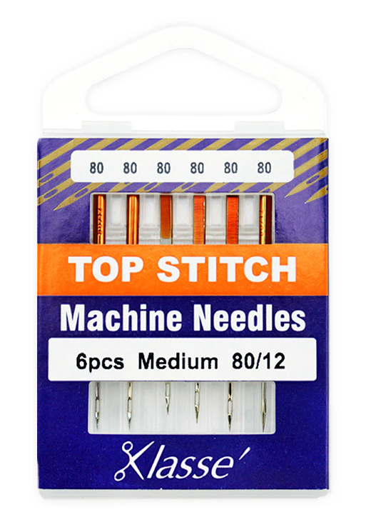 Klasse Sewing Machine Needles, TOP STITCH Size 80 / 12, Pack of 6 Needles