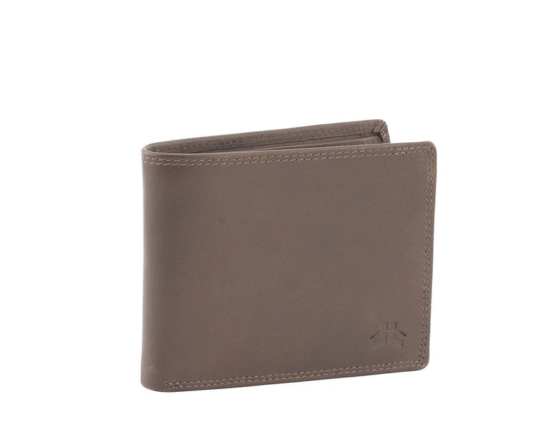 RFID Men's Genuine Vegetable Tanned Large Slim Leather Wallet - Brown