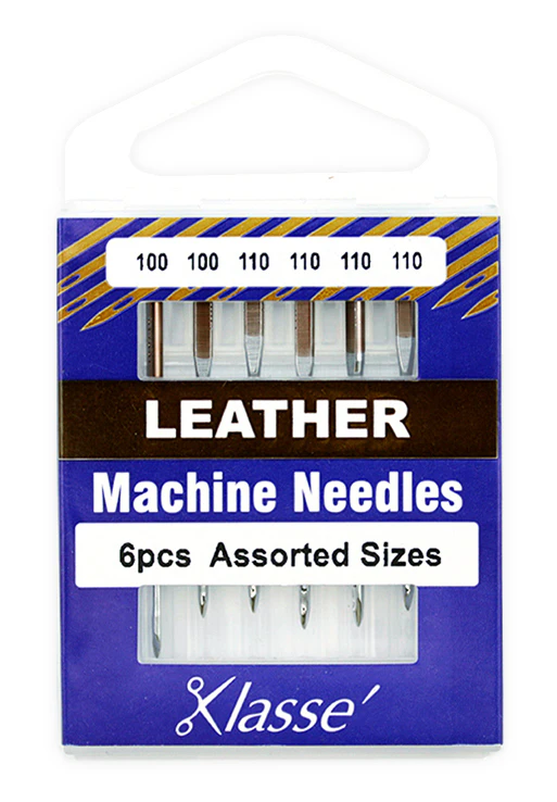 Klasse Sewing Machine Needles, LEATHER Assorted 100/110, Pack of 6 Needles