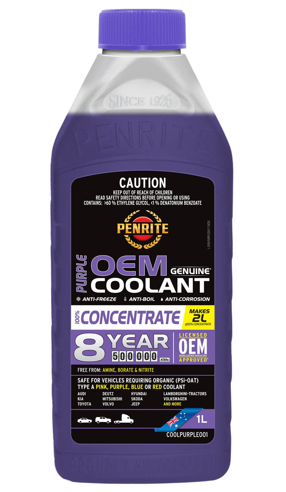 Penrite Purple Oem Concentrate Coolant 8 Yr/500k  1l  COOLPURPLE001