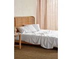 Linen House Nara Bamboo Cotton 400TC White Bed Sheet Set - King