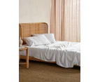 Linen House Nara Bamboo Cotton 400TC White Bed Sheet Set - King