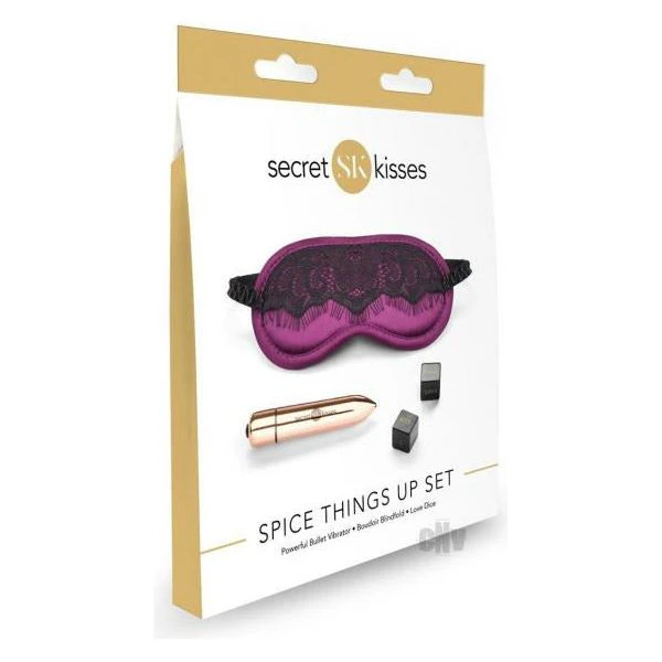 Sk Spice Things Up Set Bullet Vibrator And Blindfold Kit For Couples Model Sv 2002 Unisex Intimate Pleasure And Sensation Play Midnight Black