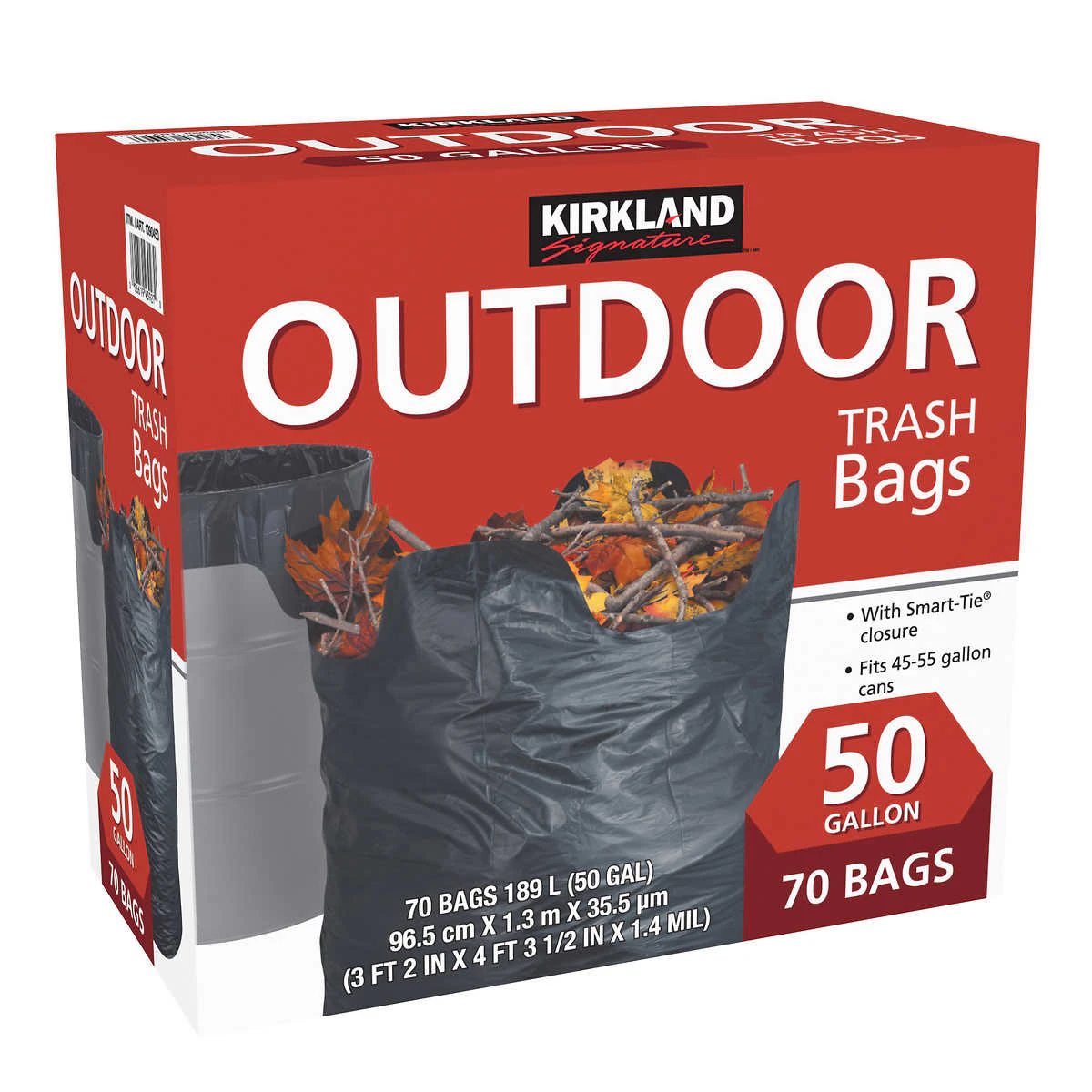 Kirkland Signature Outdoor Trash Bags Garbage Bags Rubbish Bags 50 Gallon 189 Ltr 70 Count