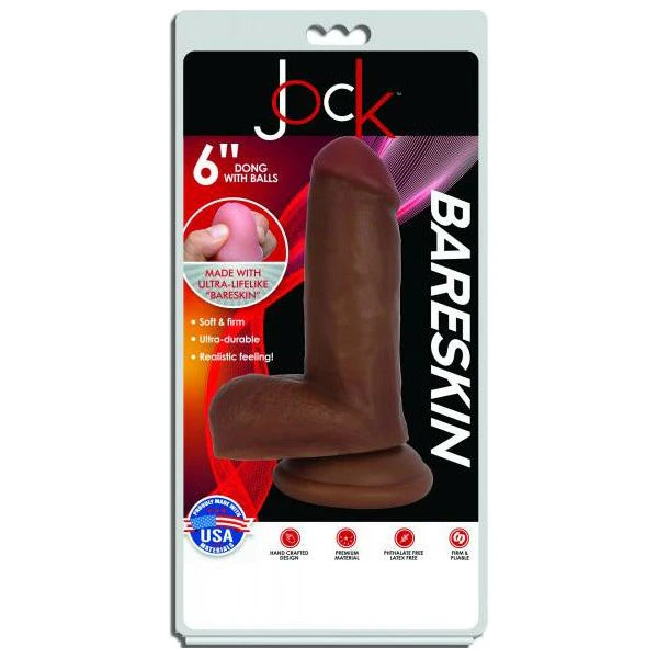 Curve Toys Jock Dark Bareskin Dildo With Balls 6 Inch Male Pleasure Dark