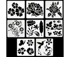 8pce Flower/Floral Stencils Set 13x13cm Plastic Reusable Tile Cut Template