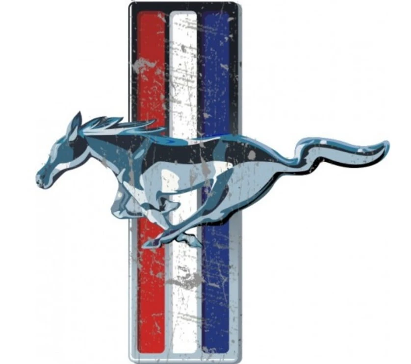 MASSIVE Ford Mustang Pony Emblem Metal Bar Wall Sign