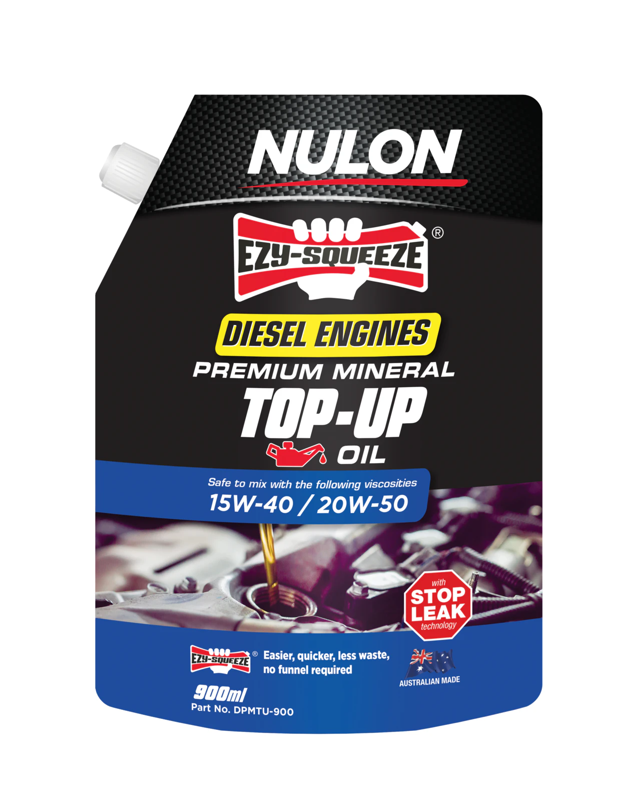 Nulon Ezy-squeeze Top-up Engine Oil Mineral Diesel Engines 900ml DPMTU-900