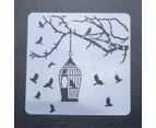 10pce Birds & Trees Stencils Set 13x13cm Plastic Reusable Tile Cut Template