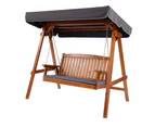 Wooden Outdoor Garden Swing Chair with Canopy 3 Seater Teak Colour