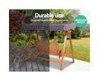 Wooden Outdoor Garden Swing Chair with Canopy 3 Seater Teak Colour