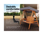 Wooden Outdoor Garden Swing Chair with Canopy 3 Seater Teak Colour