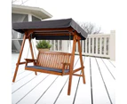 Wooden Outdoor Garden Swing Chair with Canopy 3 Seater Teak Colour