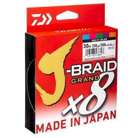 Daiwa J Braid Grand x8 300m Multi Colour PE Fishing Line #40lb